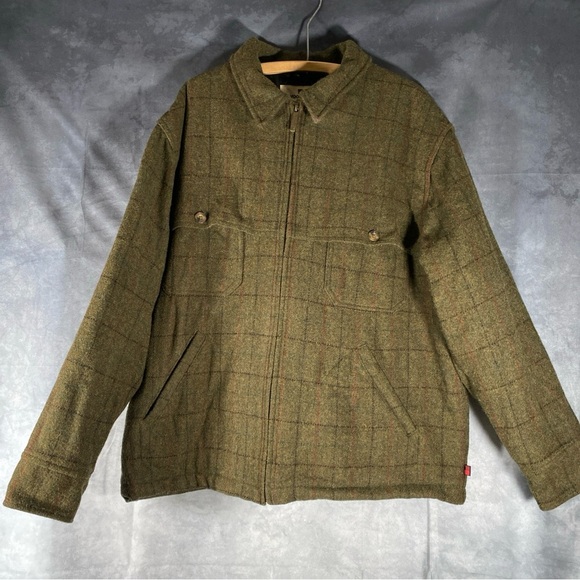 VTG Woolrich Green Plaid 16613 Men's Wool Quilted Lined Full Zip Outdoor Jacket - Picture 1 of 10